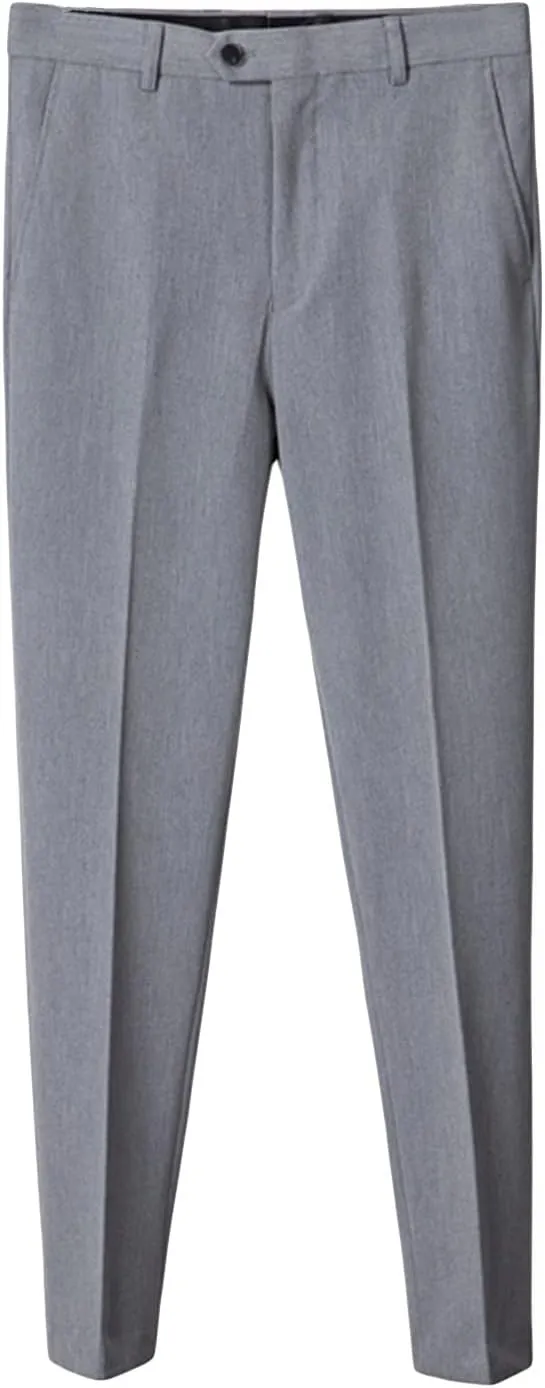 Men's Stretch Dress Pants Slim Fit Skinny Suit Pants Casual Fashion Retro Tapered Business Dress Chino Pants (29,Light Grey)