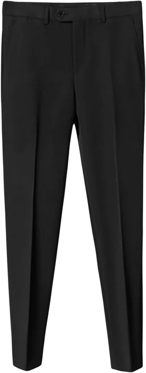 Men'S Stretch Dress Pants Slim Fit Skinny Suit Pants Casual Fashion Retro Tapered Business Dress Chino Pants (40,Black), Black, 40