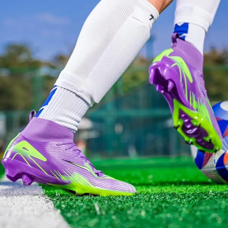 Men's Womens Soccer Shoes Cleats Professional High-Top Breathable Athletic Football Boots for Outdoor Indoor TF/AG 3US-11US