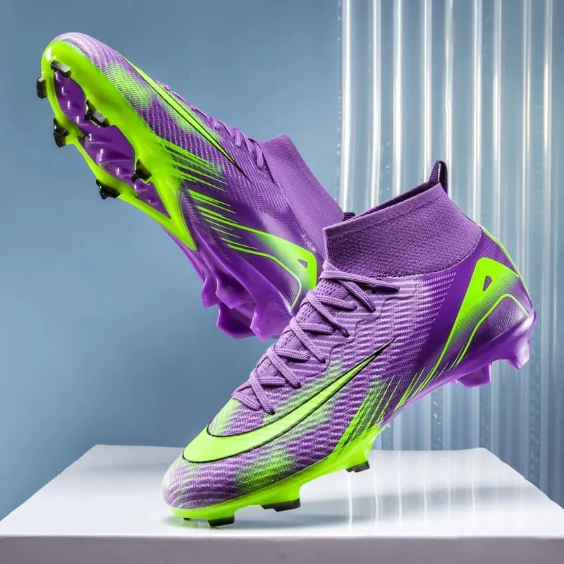 Men's Womens Soccer Shoes Cleats Professional High-Top Breathable Athletic Football Boots for Outdoor Indoor TF/AG 3US-11US