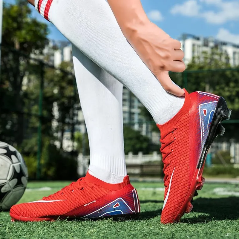 Men's Womens Soccer Shoes Cleats Professional High-Top Breathable Athletic Football Boots for Outdoor Indoor TF/AG 3US-11US