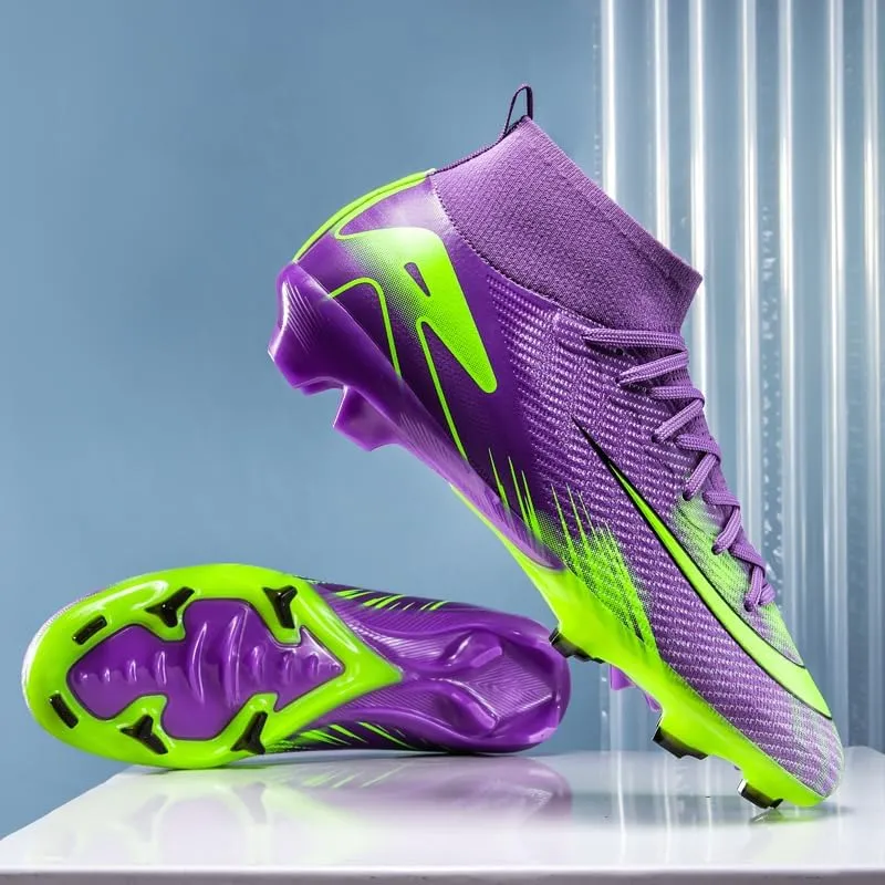 Men's Womens Soccer Shoes Cleats Professional High-Top Breathable Athletic Football Boots for Outdoor Indoor TF/AG 3US-11US