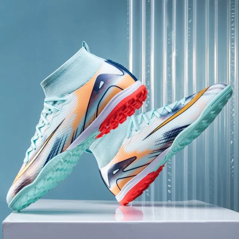 Men's Womens Soccer Shoes Cleats Professional High-Top Breathable Athletic Football Boots for Outdoor Indoor TF/AG 3US-11US