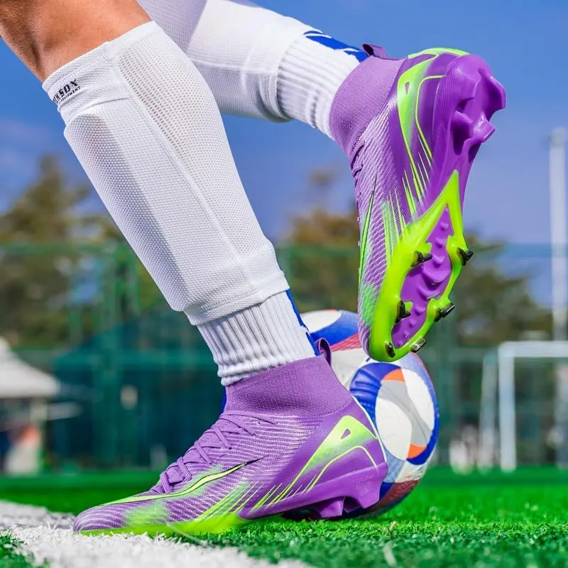 Men's Womens Soccer Shoes Cleats Professional High-Top Breathable Athletic Football Boots for Outdoor Indoor TF/AG 3US-11US