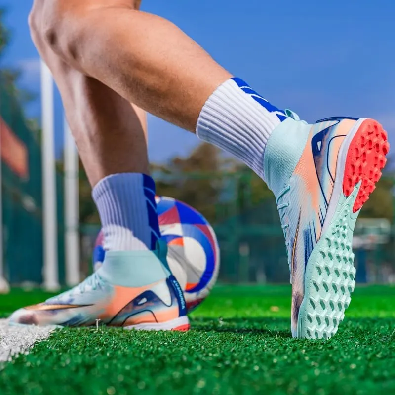 Men's Womens Soccer Shoes Cleats Professional High-Top Breathable Athletic Football Boots for Outdoor Indoor TF/AG 3US-11US