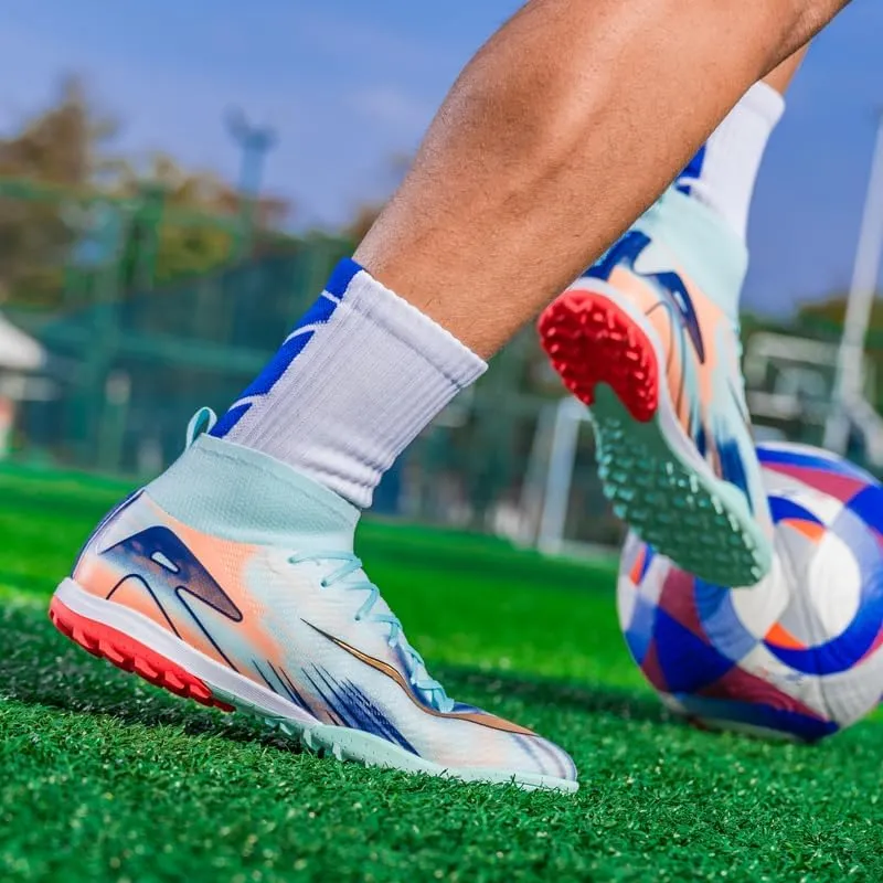 Men's Womens Soccer Shoes Cleats Professional High-Top Breathable Athletic Football Boots for Outdoor Indoor TF/AG 3US-11US