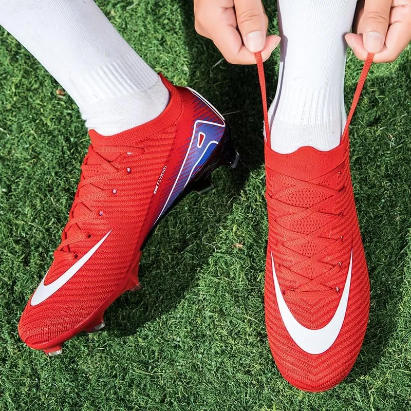 Men's Womens Soccer Shoes Cleats Professional High-Top Breathable Athletic Football Boots for Outdoor Indoor TF/AG 3US-11US