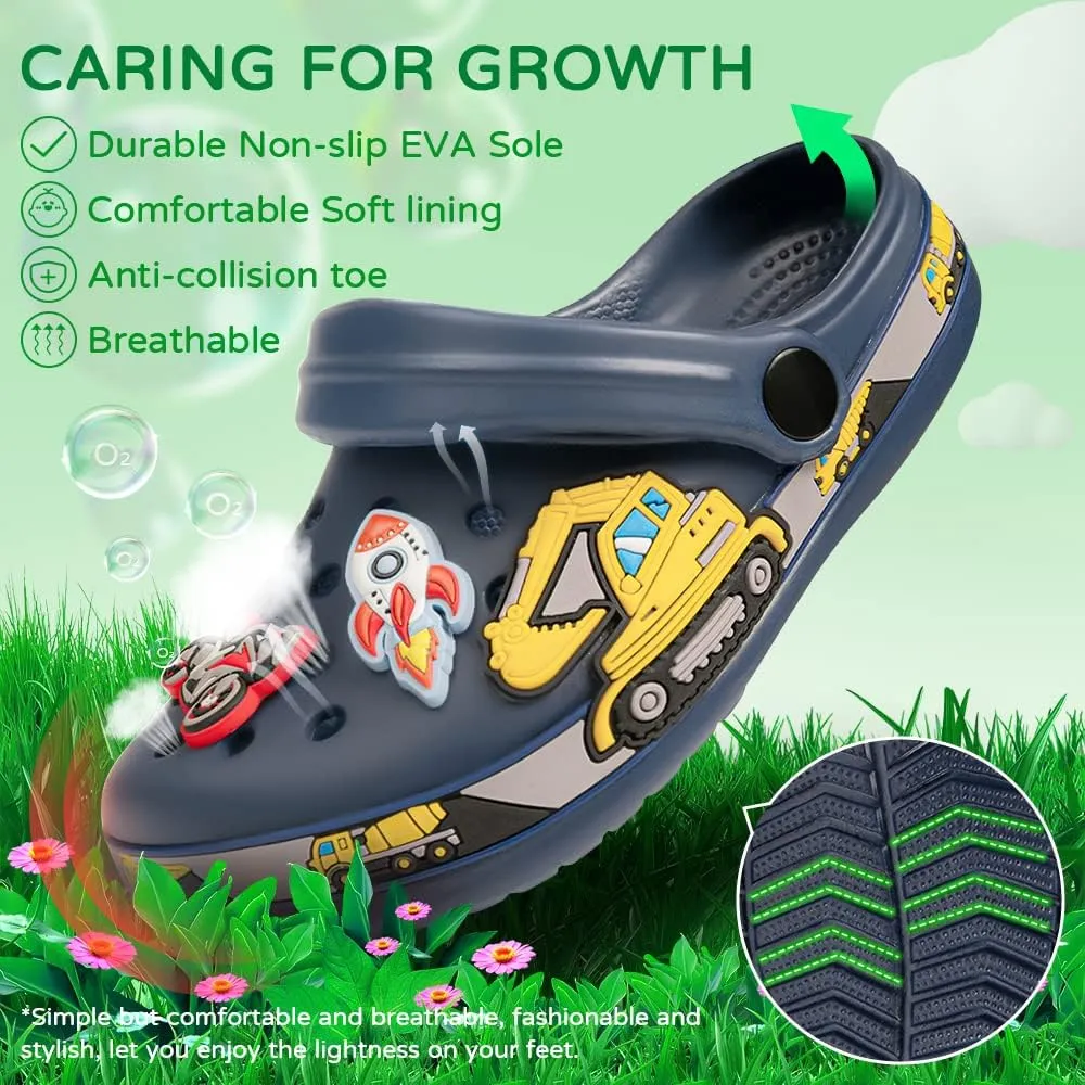 Miamooi Toddler Girls Boys Clogs Cute Cartoon Garden Water Clogs Little Kid Non-Slip Slides Indoor Outdoor Waterproof Beach Sandals Slip-on Beach Pool Shower Slippers Water Shoes