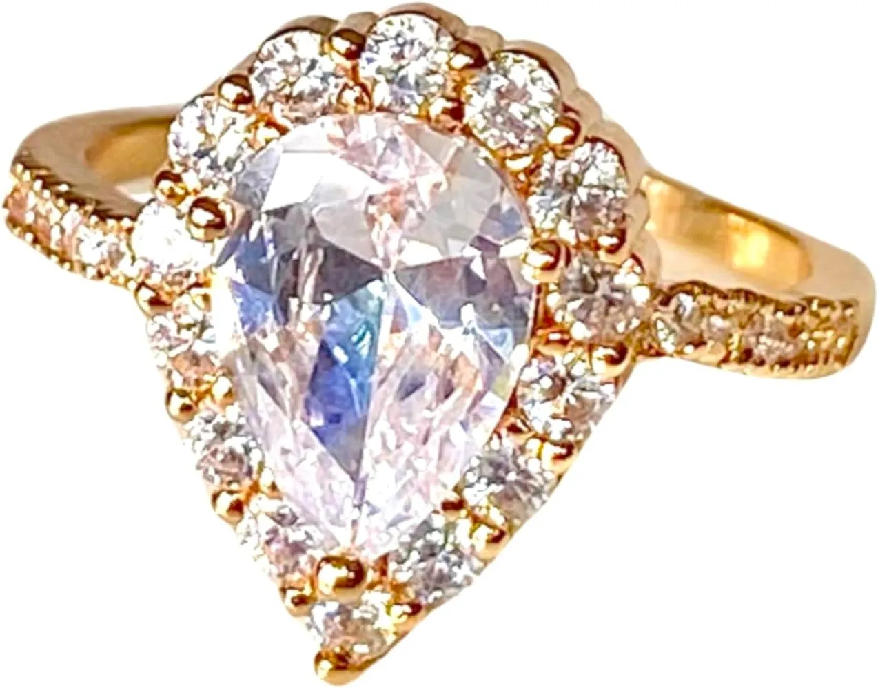 Minimal Clear Zircons Drop Stacking Women Adjustable Gold Ring