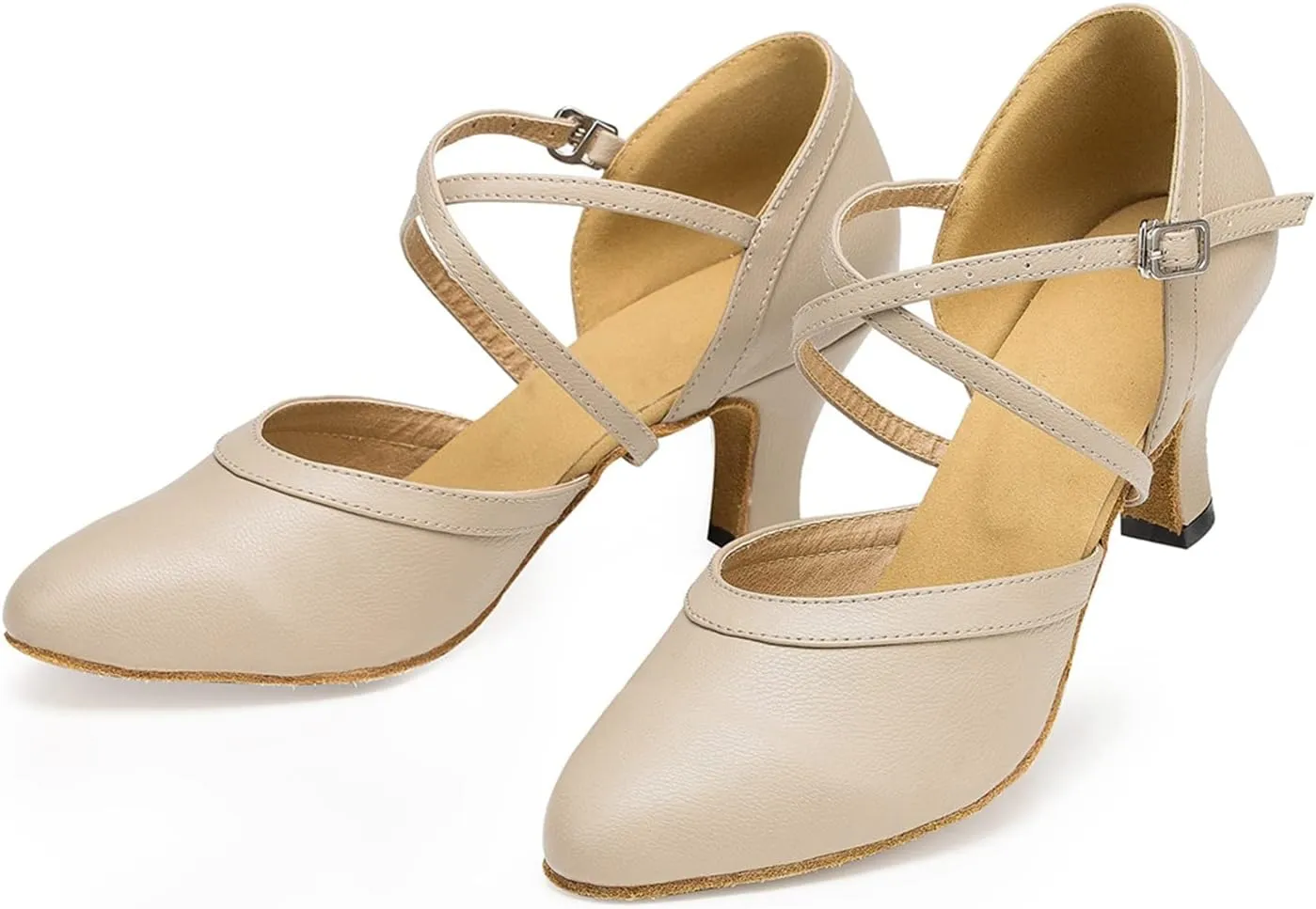 Minishion Women's Closed Toe Dance Shoes Ankle Strap Formal Party Evening Pumps