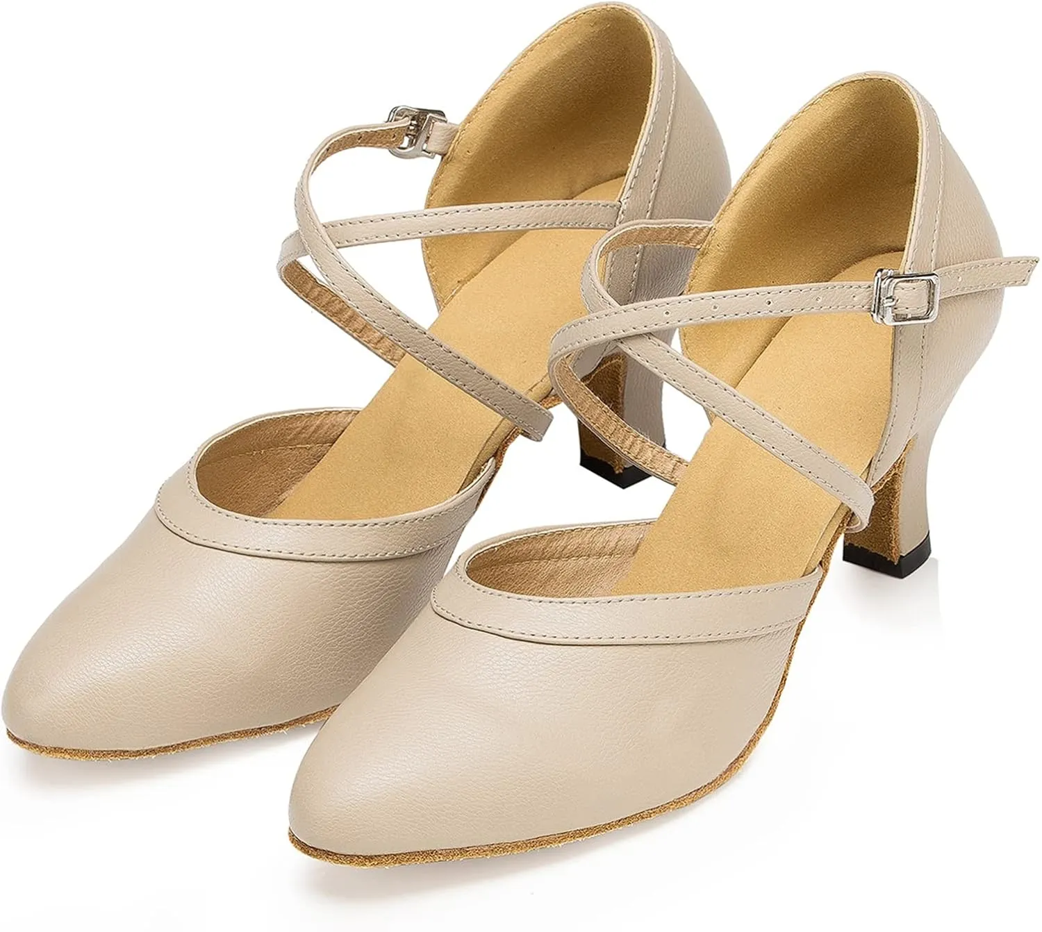Minishion Women's Closed Toe Dance Shoes Ankle Strap Formal Party Evening Pumps