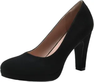 miss left Women's Low Platform Chunky High Heels Slip On Closed Round Toe Pump Elegant Party Work Dressy Shoes Size 4-16 US