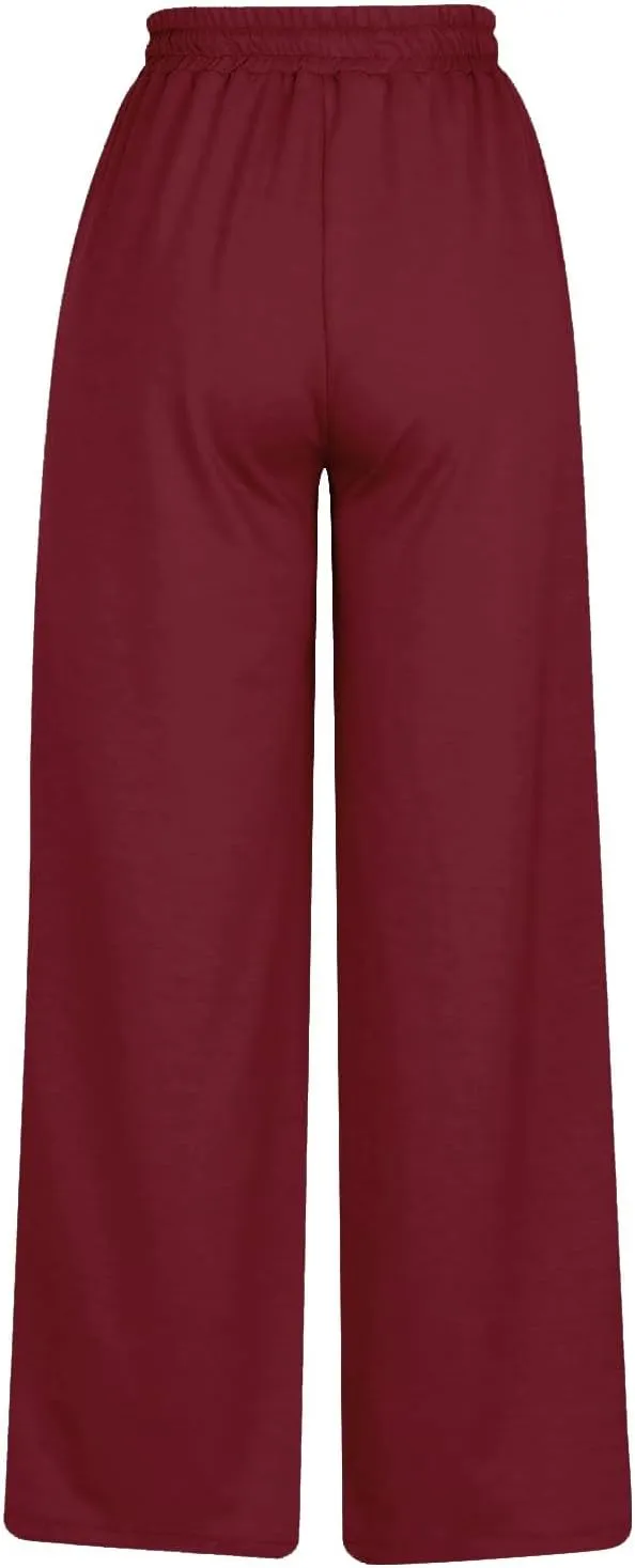 Miyaomn Womens Sweatpants Wide Leg High Waist Lounge Pants Front Pleated Drawstring Gym Workout Sports Casual Travel Trousers