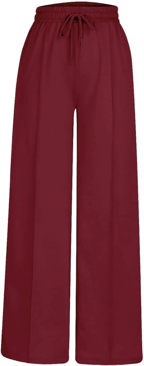 Miyaomn Womens Sweatpants Wide Leg High Waist Lounge Pants Front Pleated Drawstring Gym Workout Sports Casual Travel Trousers