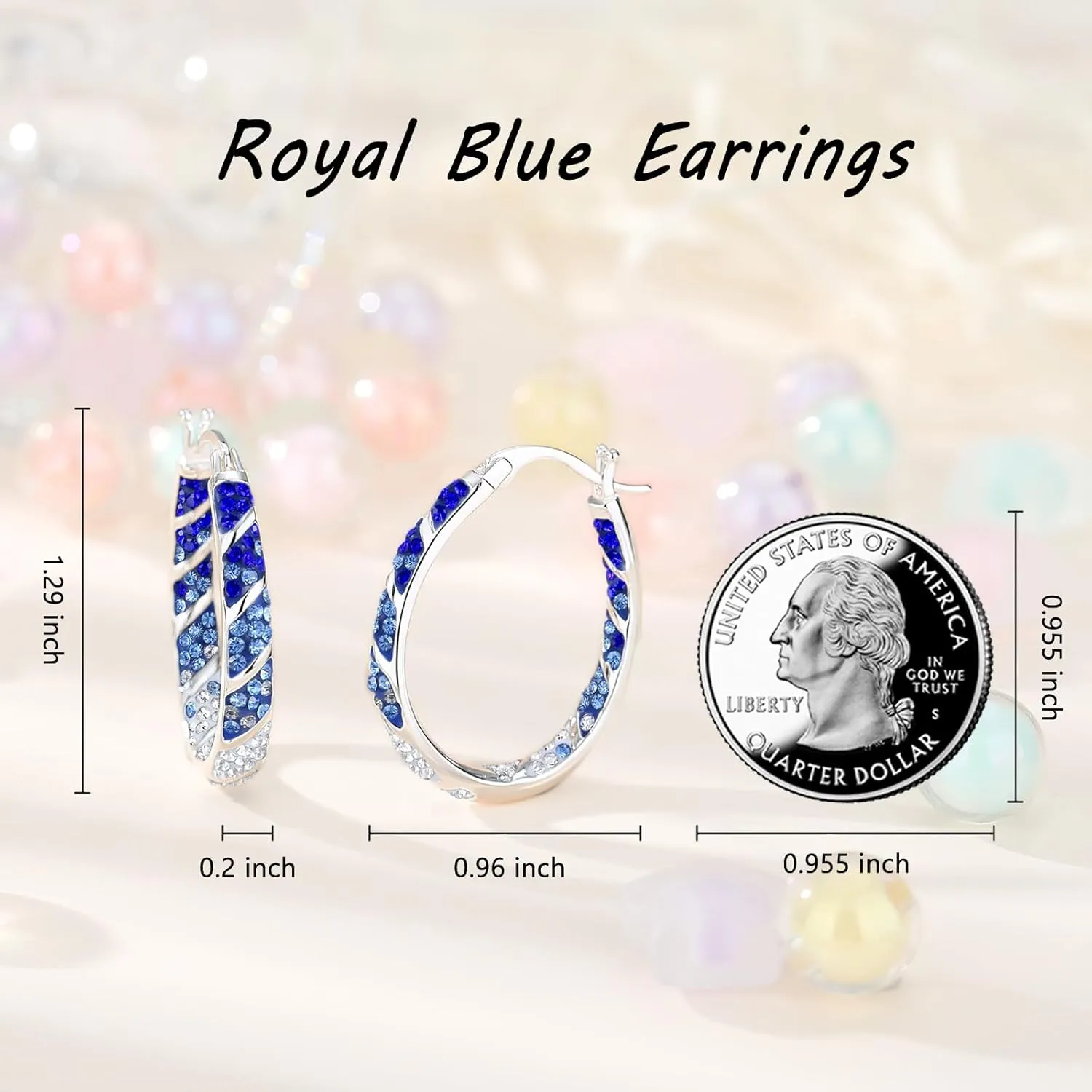 MUYUU Crystal Hoop Earrings for Women, Sparkly Earrings Inside Out Oval Hoop Earrings For Women Fashion Jewelry Gift