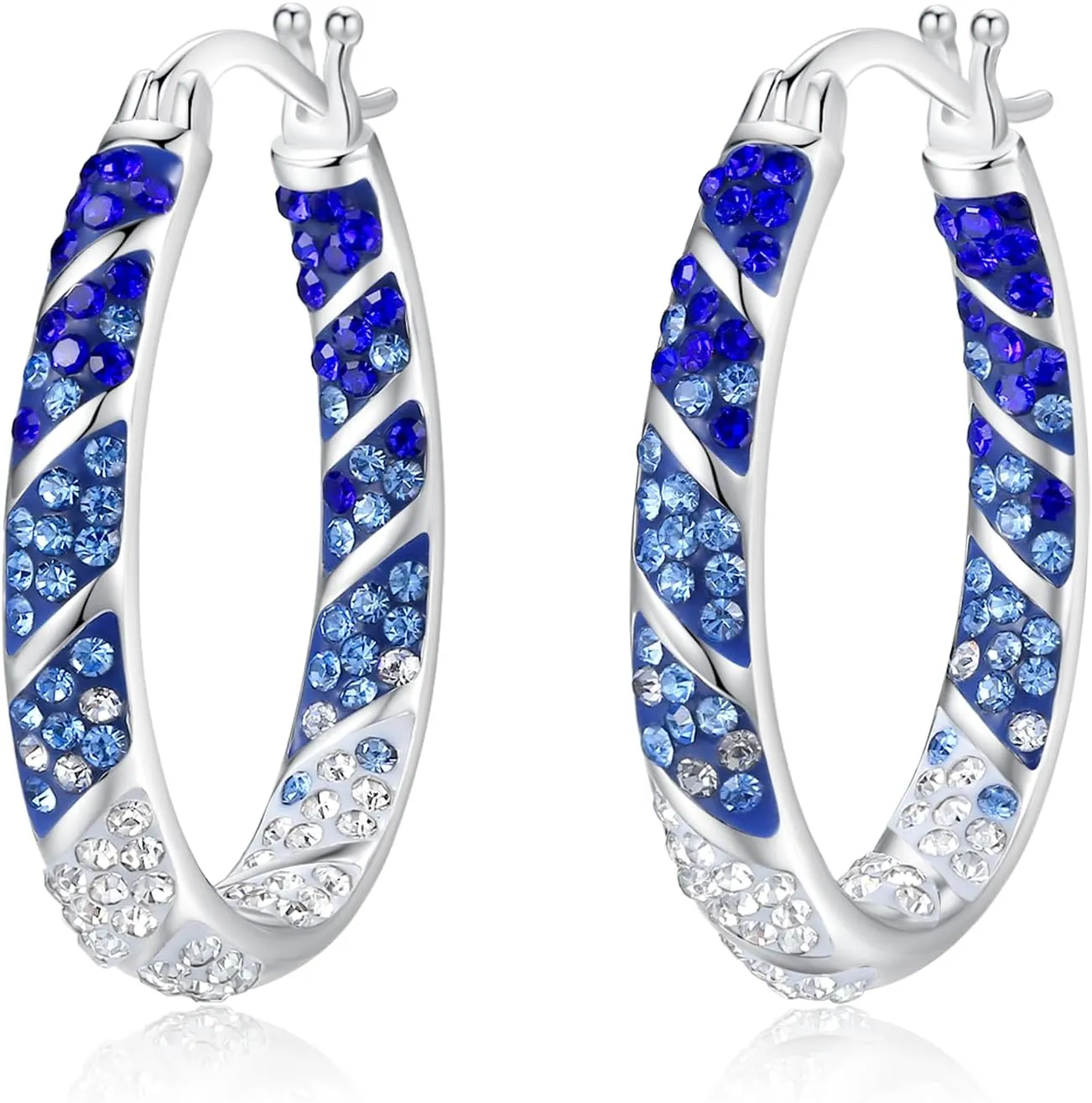 MUYUU Crystal Hoop Earrings for Women, Sparkly Earrings Inside Out Oval Hoop Earrings For Women Fashion Jewelry Gift