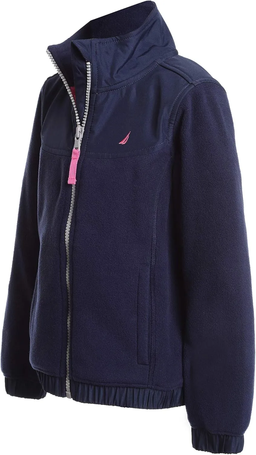 Nautica Girls' Full-Zip Fleece Jacket, Signature Logo Design, Lightweight & Wind Resistant