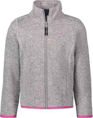 Nautica Girls' Full-Zip Fleece Jacket, Signature Logo Design, Lightweight & Wind Resistant