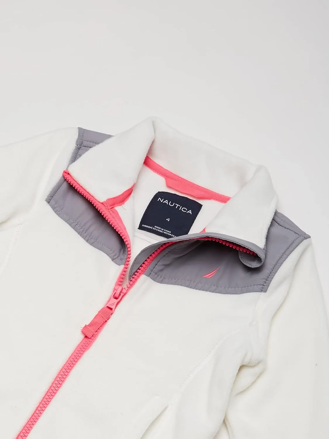 Nautica Girls' Full-Zip Fleece Jacket, Signature Logo Design, Lightweight & Wind Resistant