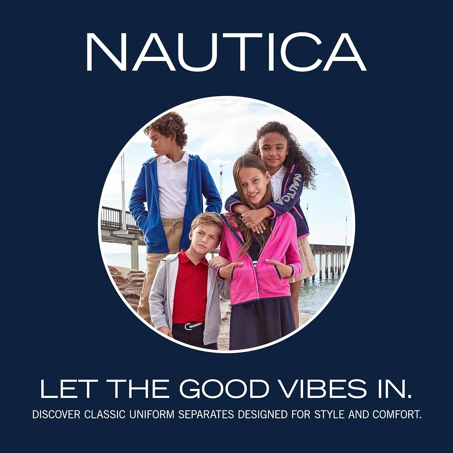Nautica Girls' Full-Zip Fleece Jacket, Signature Logo Design, Lightweight & Wind Resistant