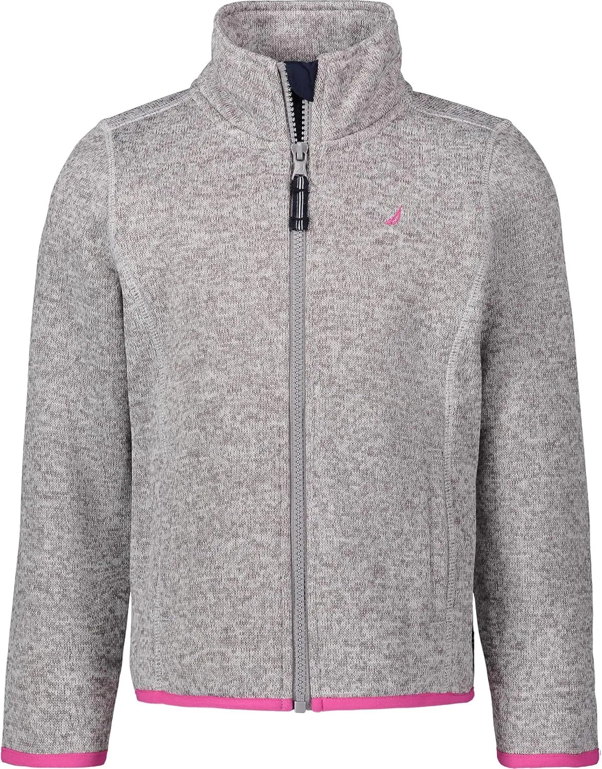 Nautica Girls' Full-Zip Fleece Jacket, Signature Logo Design, Lightweight & Wind Resistant