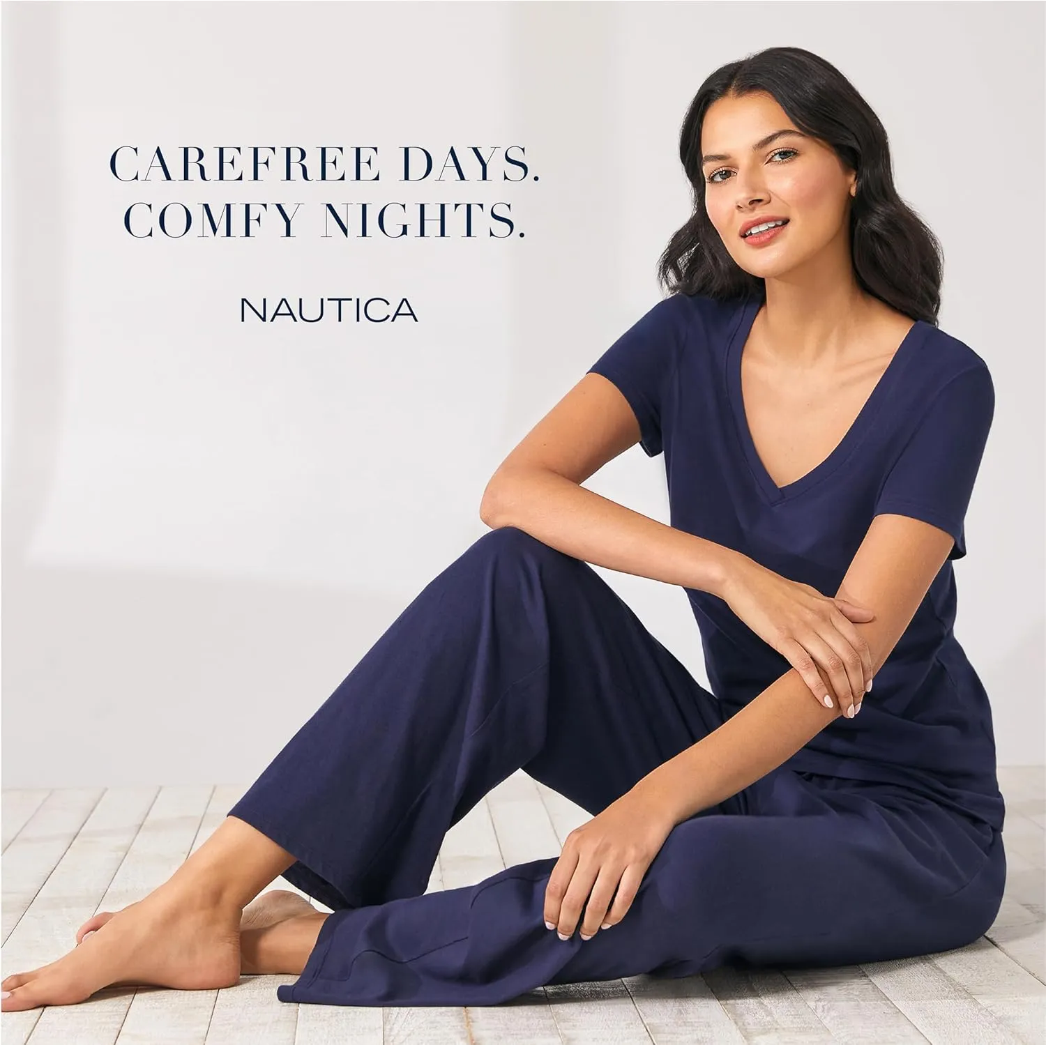 Nautica Womens Sleep Pants - Long Length, Breathable Pajama Bottoms - Cotton Knit Jersey Sleepwear and Loungewear