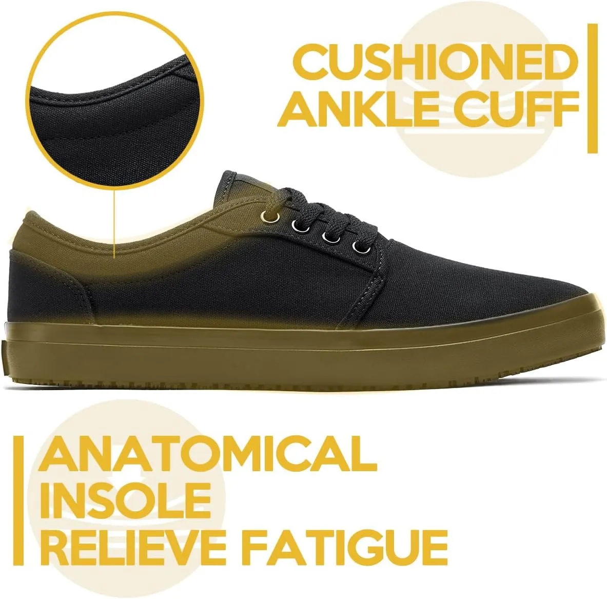 Non Slip Work Shoes for Men & Women Food Service, Unisex Black Casual Stain & Oil Slip Resistant Restaurant Server Sneakers, Comfortable Water Resistant Culinary Chef Kitchen Cook Shoes