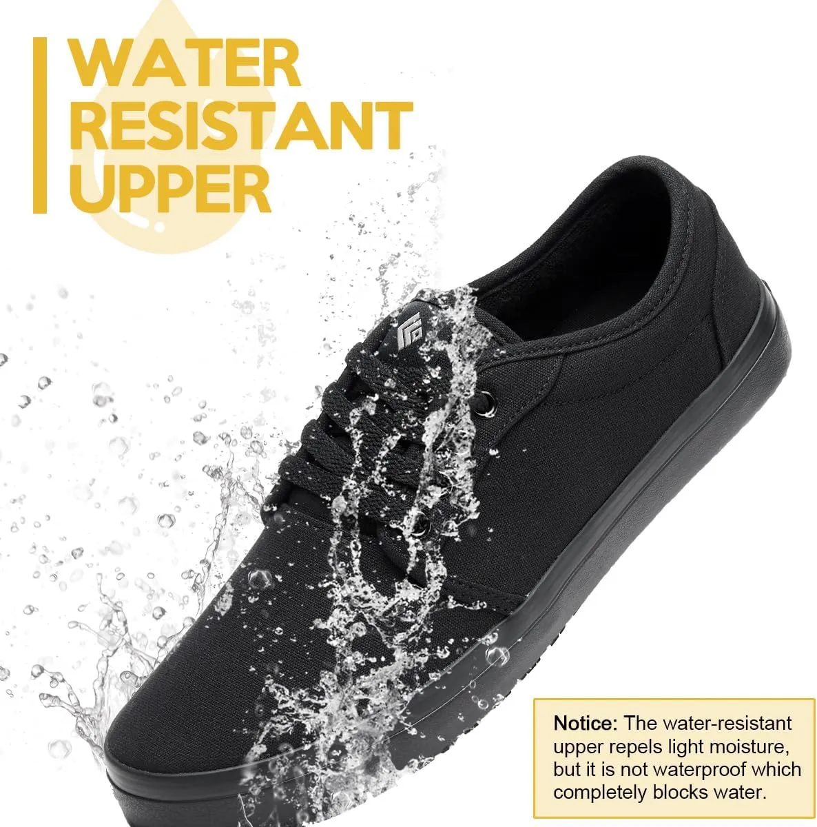 Non Slip Work Shoes for Men & Women Food Service, Unisex Black Casual Stain & Oil Slip Resistant Restaurant Server Sneakers, Comfortable Water Resistant Culinary Chef Kitchen Cook Shoes