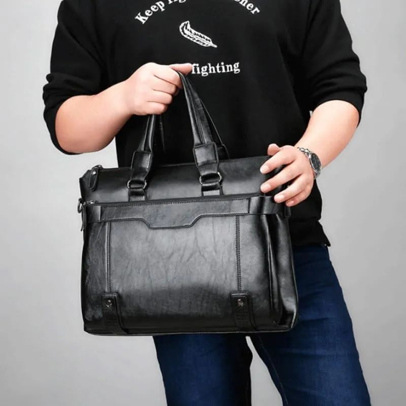 Nordic Horizontal Briefcase Men's Business Handbag Shoulder Messenger Casual Computer Bag for Office Commute