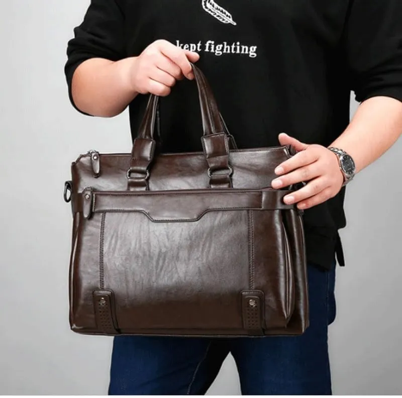 Nordic Horizontal Briefcase Men's Business Handbag Shoulder Messenger Casual Computer Bag for Office Commute