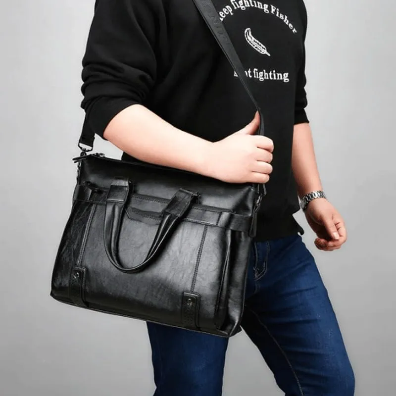 Nordic Horizontal Briefcase Men's Business Handbag Shoulder Messenger Casual Computer Bag for Office Commute