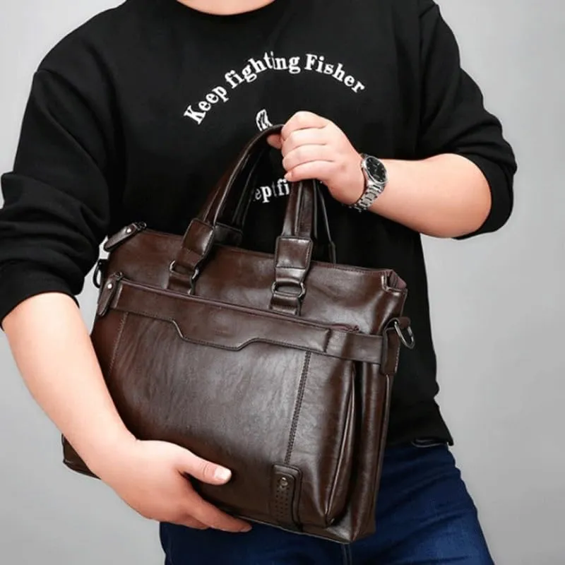 Nordic Horizontal Briefcase Men's Business Handbag Shoulder Messenger Casual Computer Bag for Office Commute