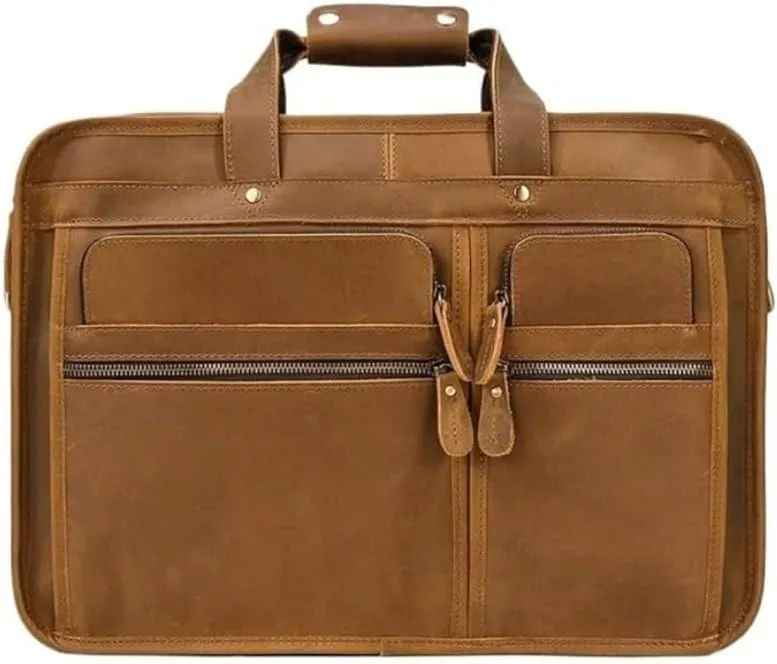 Nordic Men's Large Capacity Handbag Vintage Briefcase Shoulder Messenger Bag for Office Commute