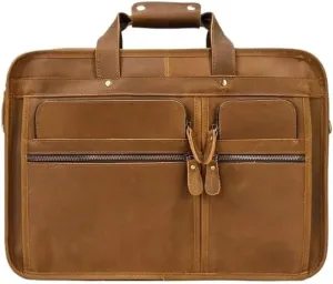 Nordic Men's Large Capacity Handbag Vintage Briefcase Shoulder Messenger Bag for Office Commute