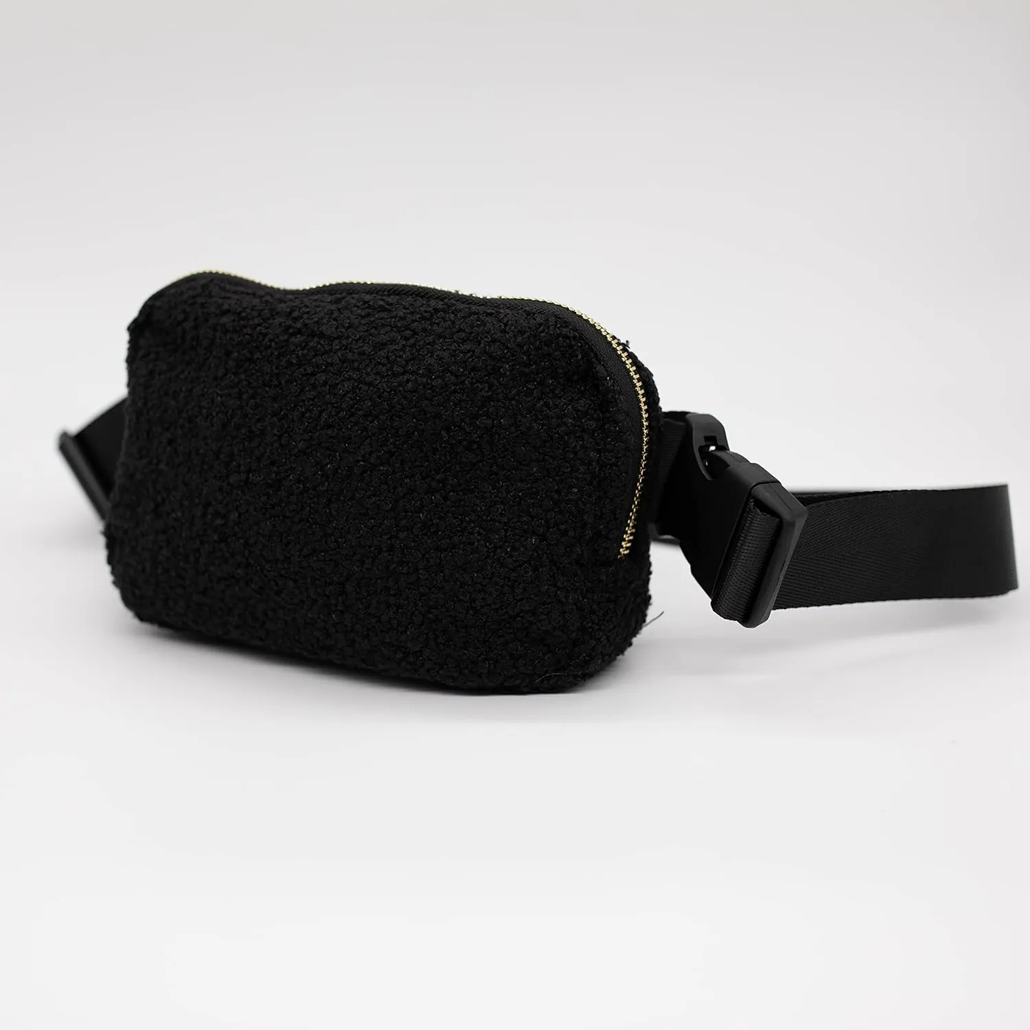 Nylon Fanny Pack, Fashion Waist Pack Bag, Adjustable Fanny Bag, for Women, Men, and Kids (Black Sherpa)