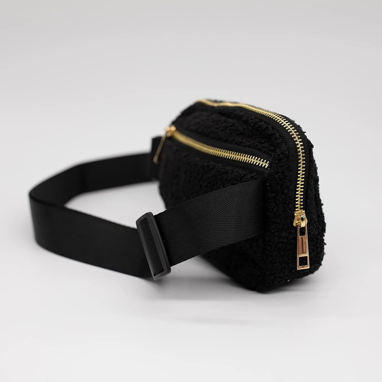 Nylon Fanny Pack, Fashion Waist Pack Bag, Adjustable Fanny Bag, for Women, Men, and Kids (Black Sherpa)