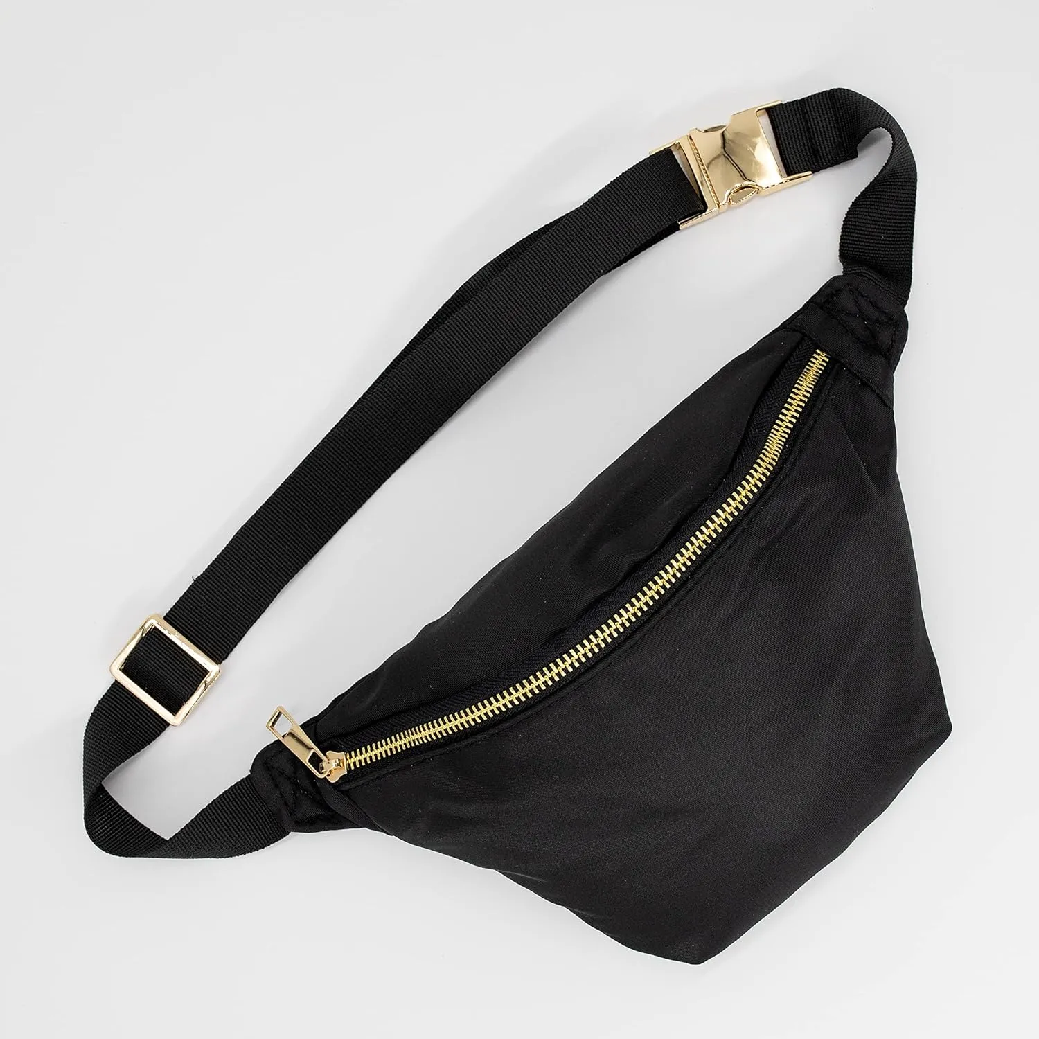 Nylon Fanny Pack, Fashion Waist Pack Bag, Adjustable Fanny Bag, for Women, Men, and Kids (Black)