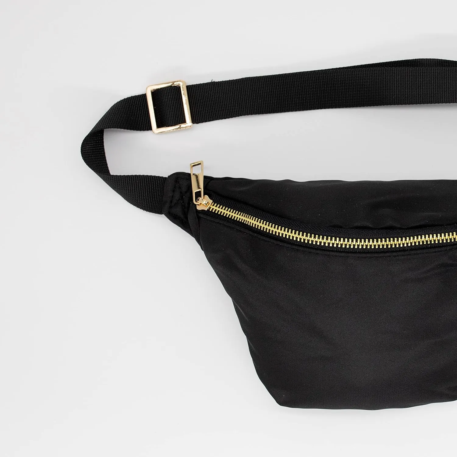 Nylon Fanny Pack, Fashion Waist Pack Bag, Adjustable Fanny Bag, for Women, Men, and Kids (Black)