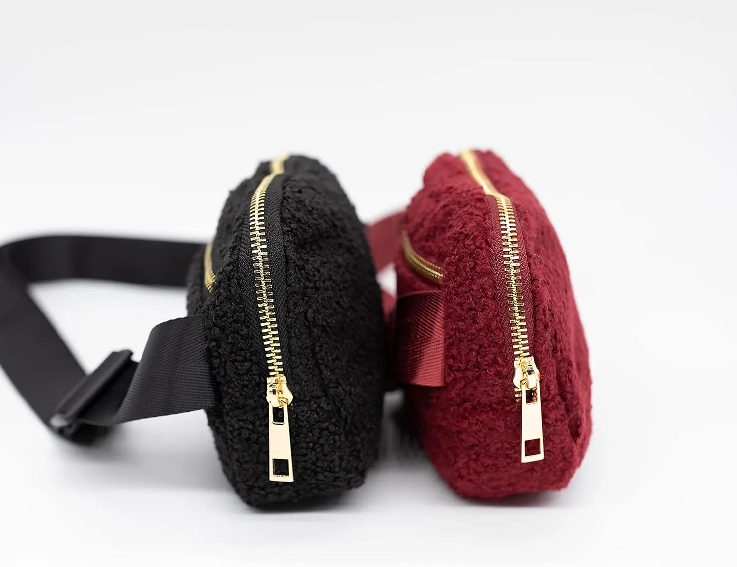 Nylon Fanny Pack, Fashion Waist Pack Bag, Adjustable Fanny Bag, for Women, Men, and Kids (Burgundy Sherpa)