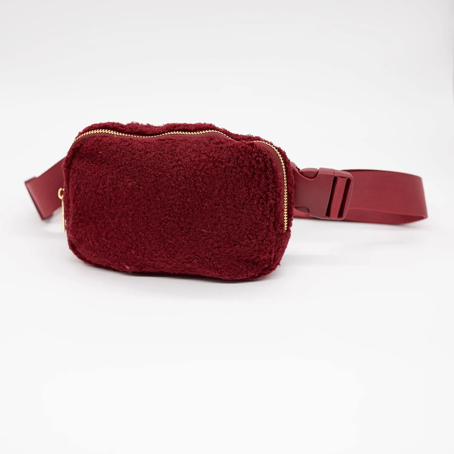 Nylon Fanny Pack, Fashion Waist Pack Bag, Adjustable Fanny Bag, for Women, Men, and Kids (Burgundy Sherpa)