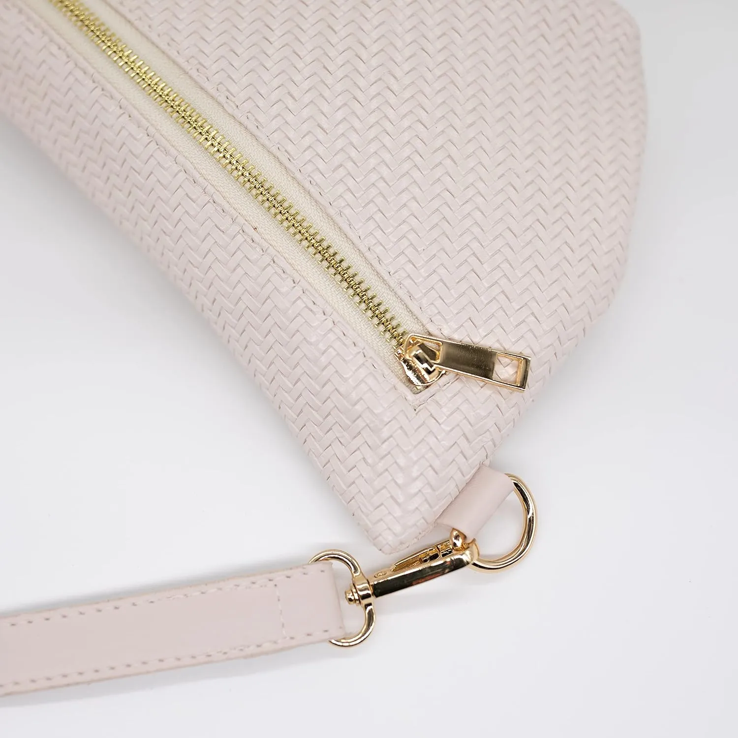 Nylon Fanny Pack, Fashion Waist Pack Bag, Adjustable Fanny Bag, for Women, Men, and Kids (Nude Basketweave)