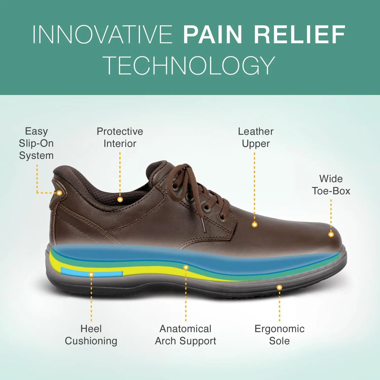 Orthofeet Men's Orthopedic Claude Hands-Free Casual Shoes for Foot Pain Relief
