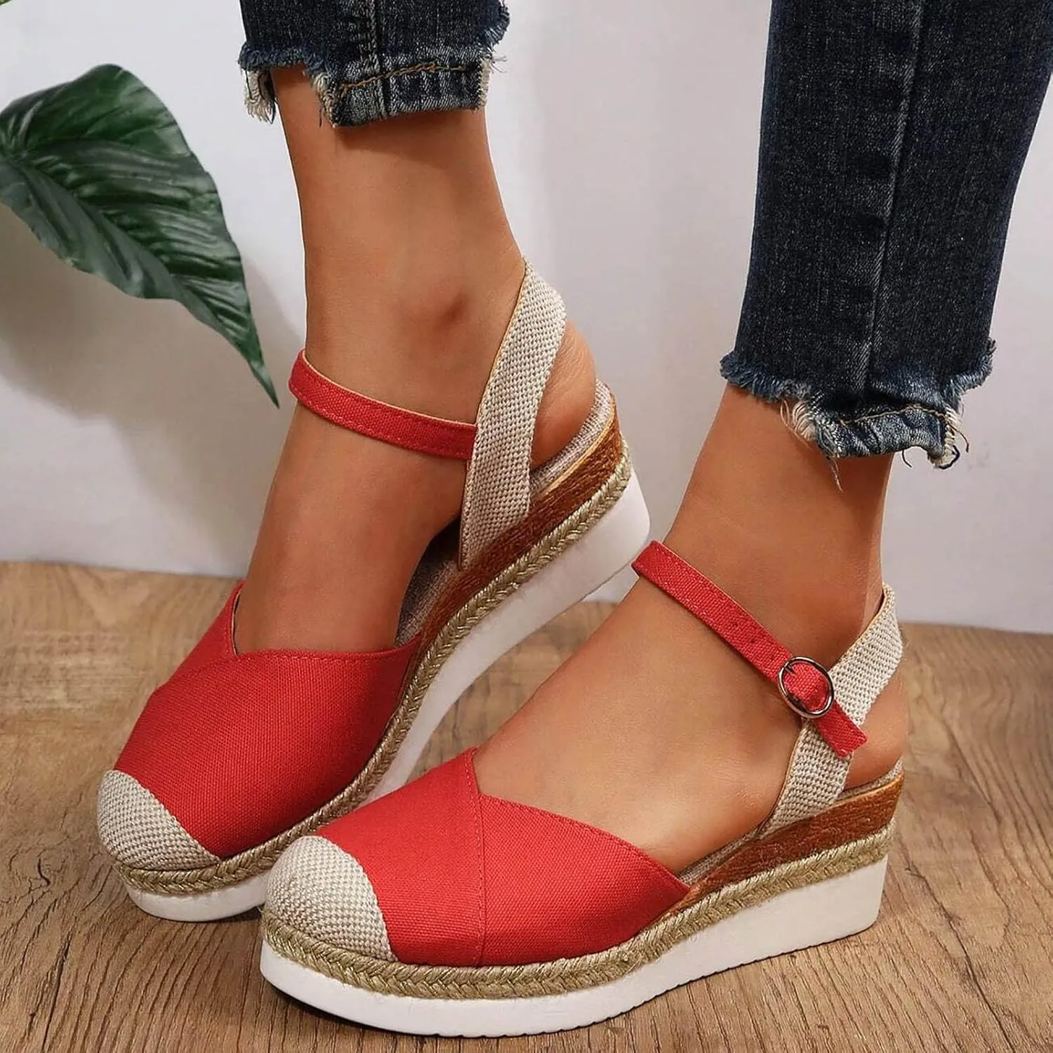 Orthopedic Platform Wedge Sandals for Women Dressy 2025 Open Toe Ankle Strap Espadrilles Sandals Strappy Boho Outdoor Shoes