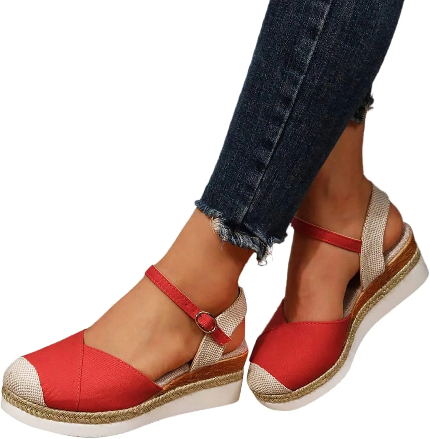 Orthopedic Platform Wedge Sandals for Women Dressy 2025 Open Toe Ankle Strap Espadrilles Sandals Strappy Boho Outdoor Shoes