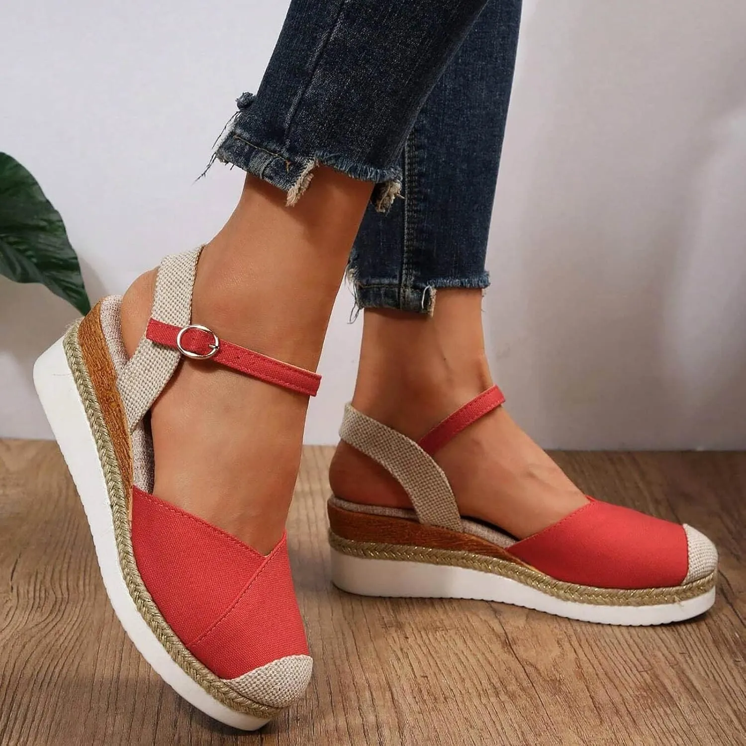 Orthopedic Platform Wedge Sandals for Women Dressy 2025 Open Toe Ankle Strap Espadrilles Sandals Strappy Boho Outdoor Shoes