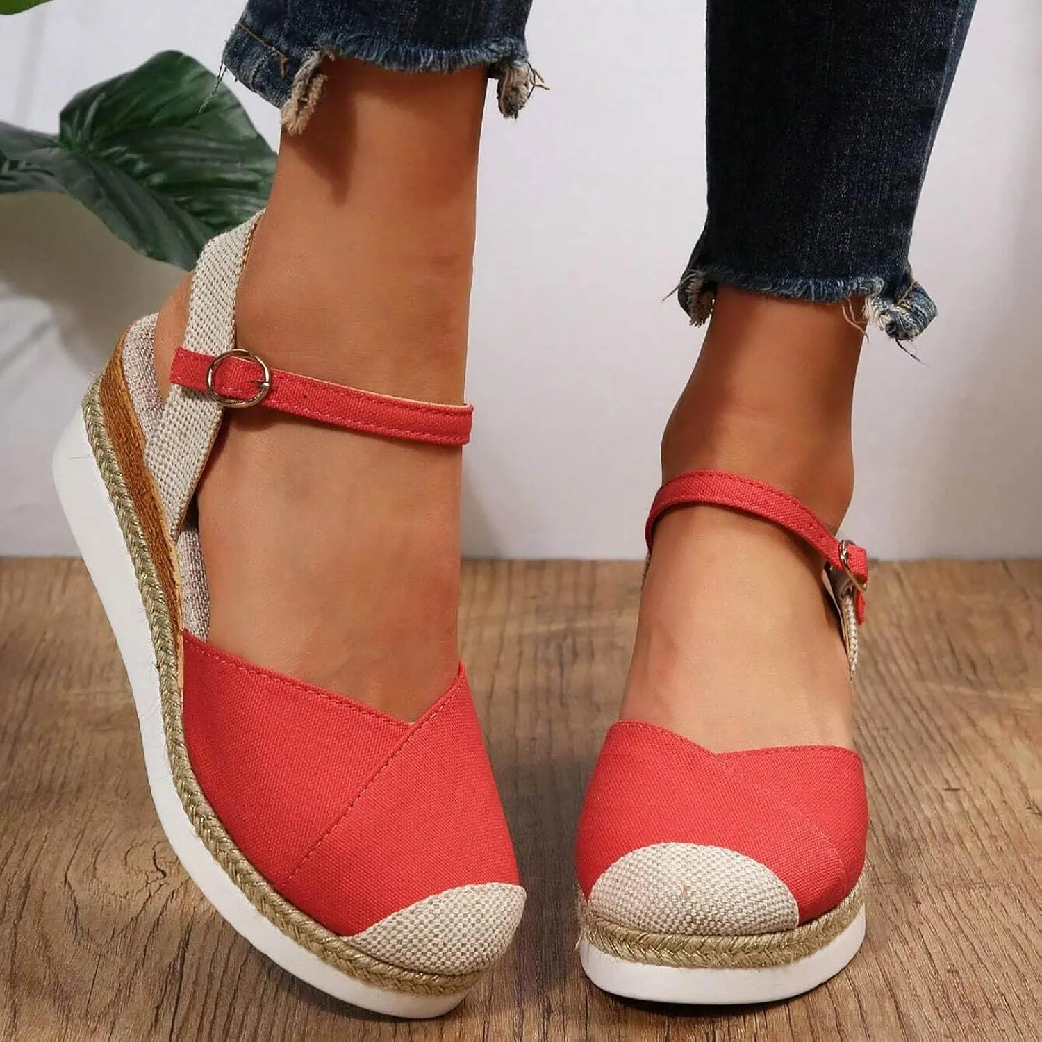 Orthopedic Platform Wedge Sandals for Women Dressy 2025 Open Toe Ankle Strap Espadrilles Sandals Strappy Boho Outdoor Shoes