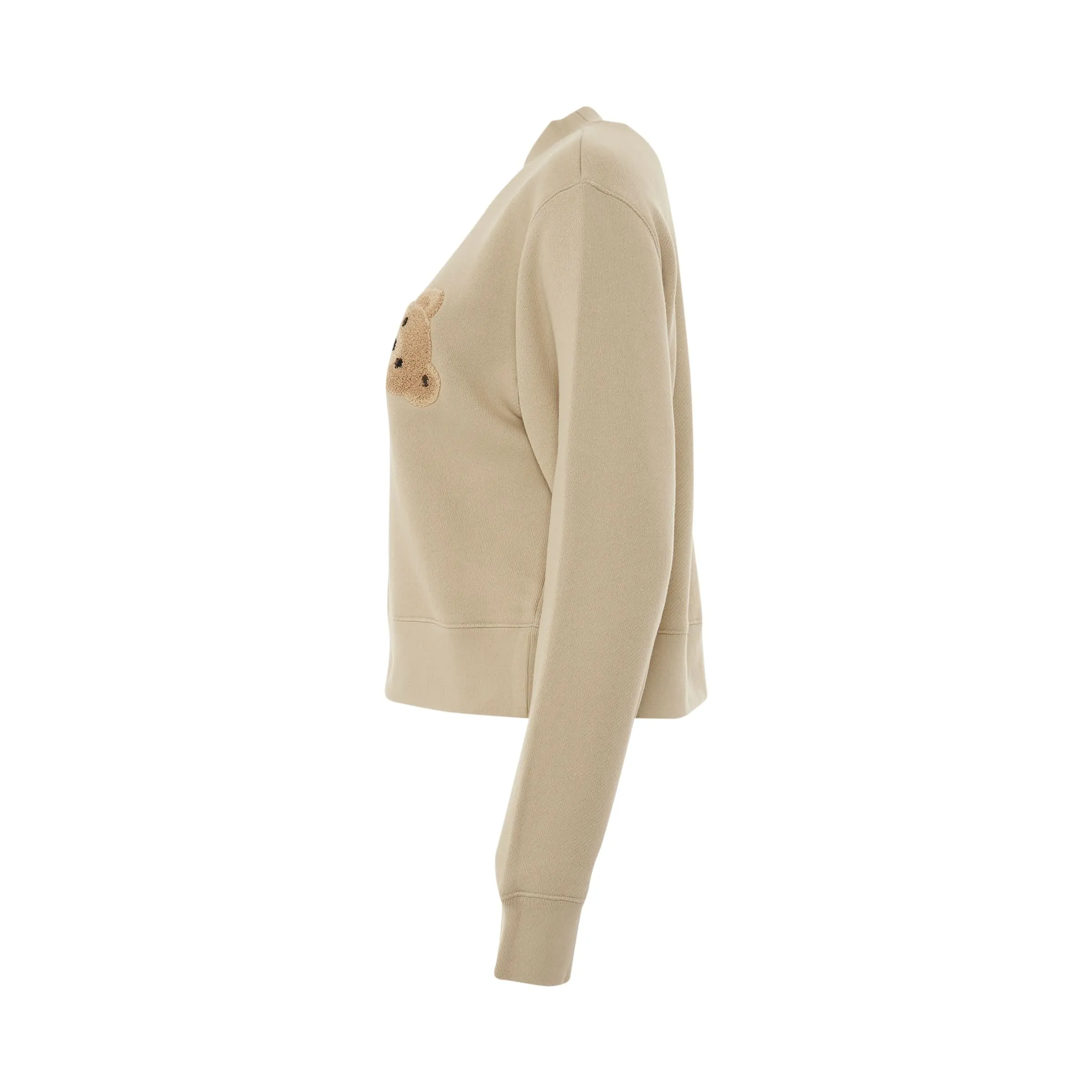 Palm Angels Bear Fitted Crewneck in Beige/Brown