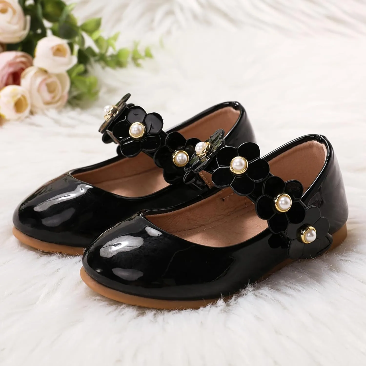 PATPAT Girls Dress Shoes Mary Jane Shoes Toddler Dress Shoes Ballet Shoes for Girls Wedding Party Dress Shoes for Girls Toddler Kids (Toddler/Little Kids)