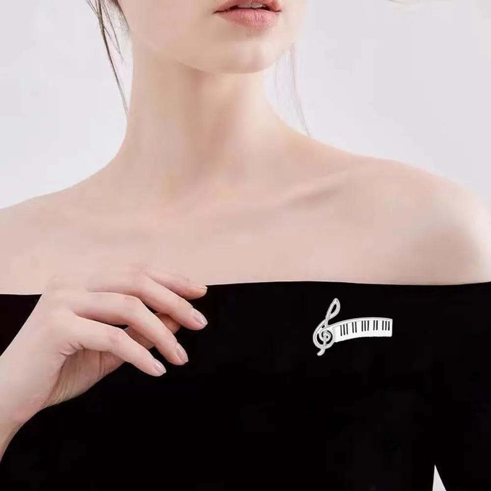 Piano Lover Musical Instrument Brooches Pianist Delicate Music Note Lapel Pin Recital Gift For Piano Players Teacher Students Graduation Pins Decoration Dress Accessories Boutonniere Corsage