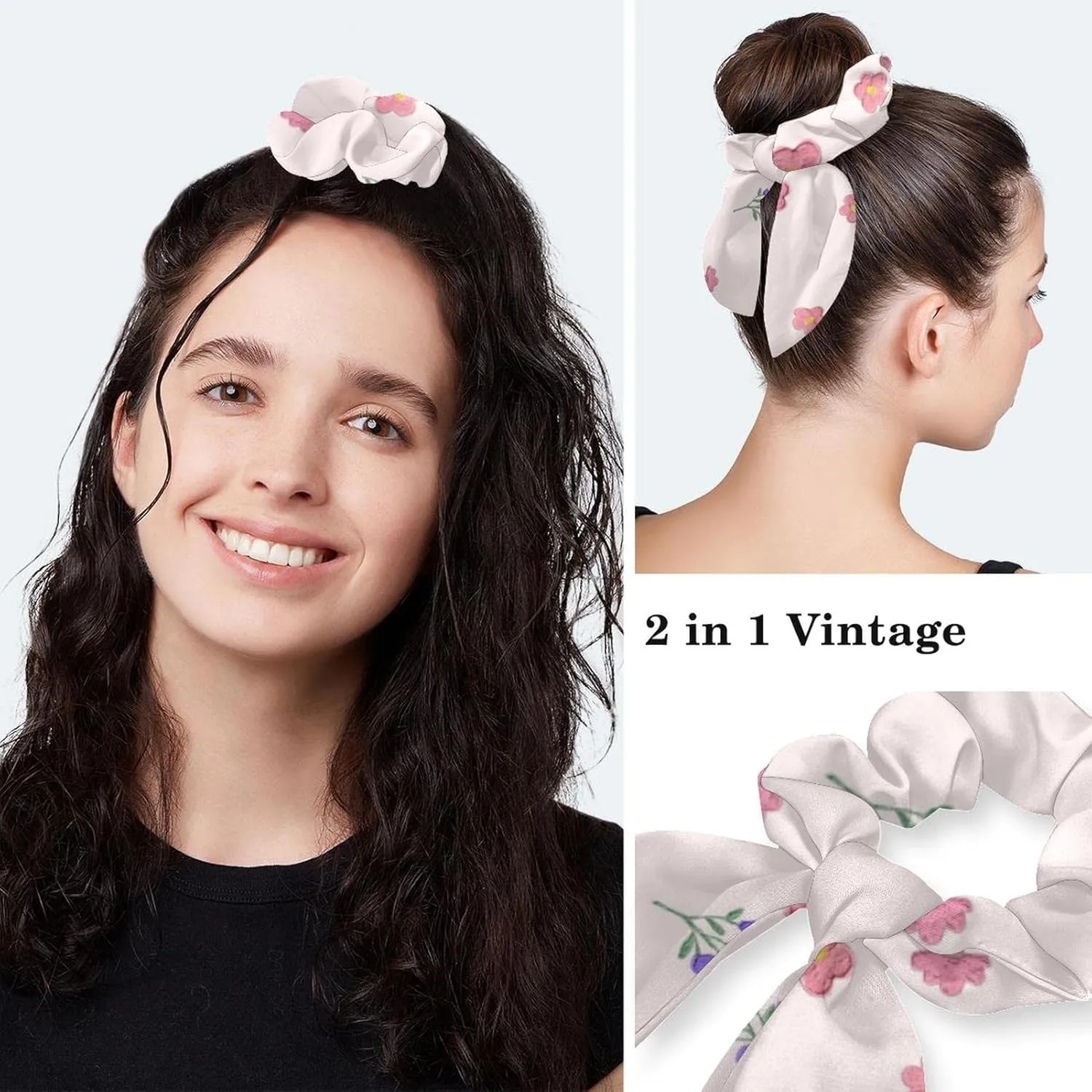 Pink Cow Working Cap with Button Bouffant Turban Cap Adjustable Hats Bouffant Hair Cover with Hairband
